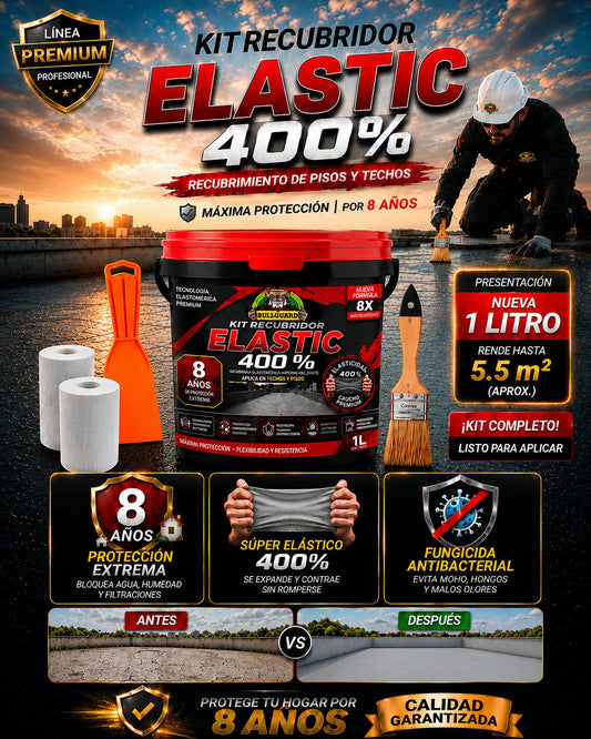 KIT RECUBRIDOR ELASTIC 400 + BROCHA + 2 MALLAS + ESPATULA + GUANTES F1